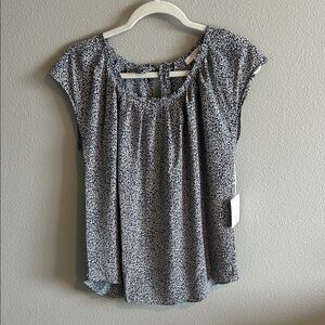 LC Lauren Conrad Black and White Floral Blouse